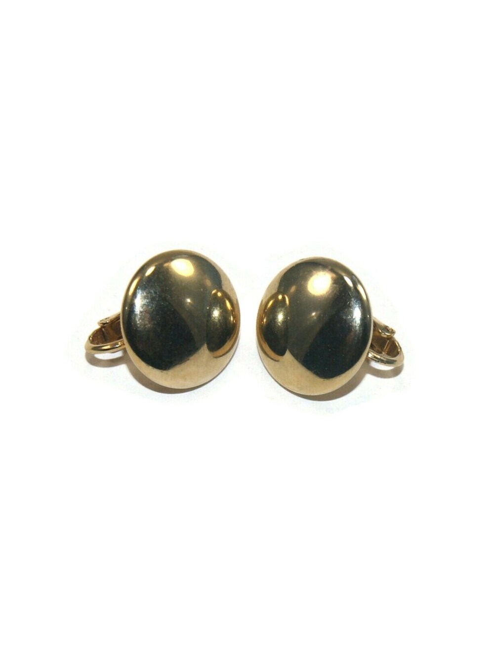Vintage Gold Tone Round Button Clip on Earrings.